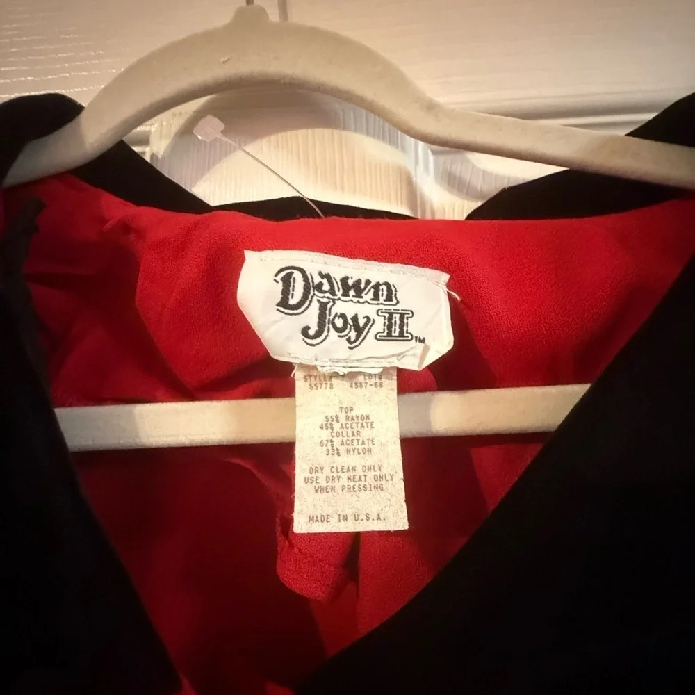 Dawn Joy II Red and Black Blouse Vintage